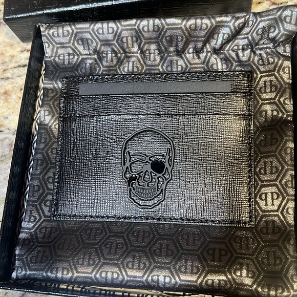 NEW Philipp Plein Limited Edition Black Leather Skull Credit Card Holder in Box - Picture 3 of 7